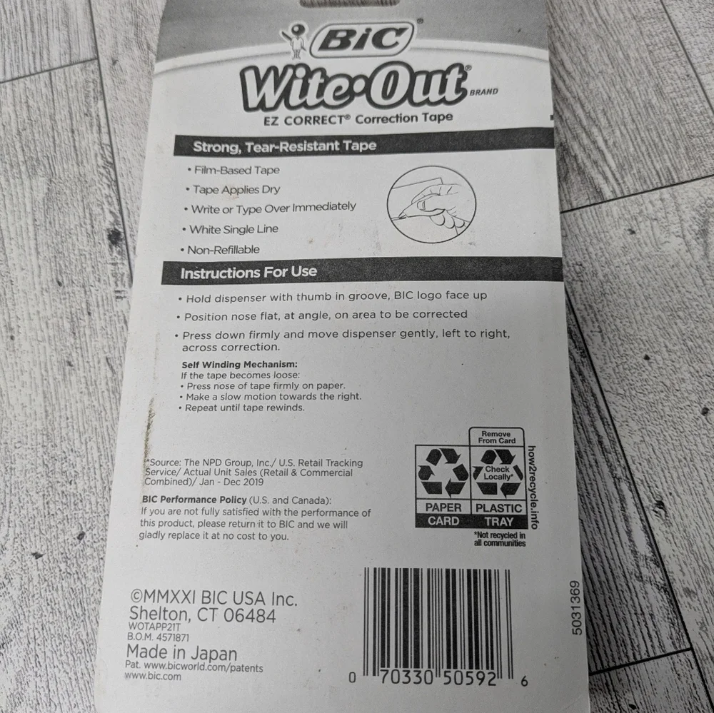 BIC Wite-Out Correction Tape - Blue and Purple